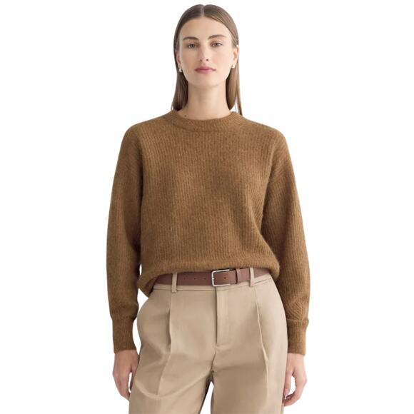 Everlane Sweater Womens Medium Toffee Brown Cocoon Crew Alpaca Wool Quiet Luxury - Picture 1 of 12
